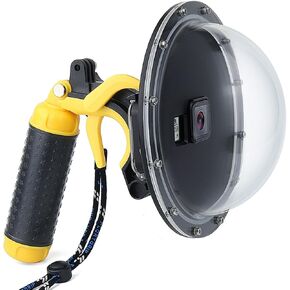 Six (6) inch Waterproof Dome Port for GoPro Hero 5 6 7 Black with Waterproof Housing, Trigger and Floaty Hand Grip for Underwater Photography - Waterproof up to 45 Meters