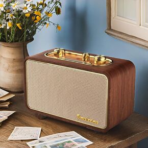 Bluetooth Speaker Vintage Retro Bluetooth Speaker Portable Bluetooth Speaker Small Wireless Bluetooth Speaker Old Retro Bluetooth Speaker Classic Wooden Speaker For Home Office Desk(Retro Dark Wood)