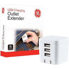 UltraPro GE Pro 3-Port USB Charger, Foldable Plug, for iPhone 13/12/11/Pro/Pro Max/Mini, iPad Pro, Samsung Galaxy S21, Google Pixel 6, White, 36346