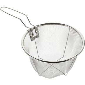 Tofficu 1pc Stainless Steel Frying Basket Fry Strainer Basket Stainless Steel Fine Mesh Strainers Deep Fryer Baskets French Fries Holder Fry Chips Basket Airfrywr Potato Chips Dad Foldable