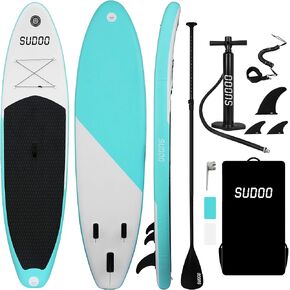 SUDOO Inflatable Stand Up Paddle Board. 10'x30 x6 Stand-Up Paddleboards. Ultra-Light SUP Board for Adult & Youth. Paddle Boards incl Paddle/Pump/Backpack/Leash/3 Fins/Non-Slip Deckpad/Repair Kit