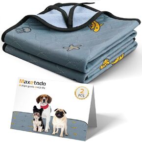 2 Pack 18"x24" Reusable Dog Pee Pads Mercerized Velvet Fabric,Super Absorbent,Waterproof,Non-Slip Training Pads with Shark Print for Puppies,Cats,and Incontinence for Home,Car,and Camping