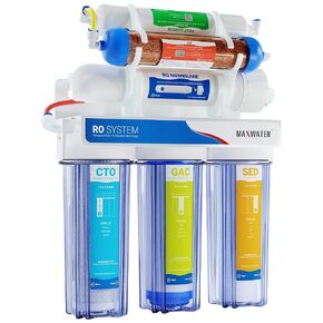 Max Water 6 Stage 100 GPD (Gallon Per Day) RODI (Reverse Osmosis Deionization) Water Filtration System + Digital TDS Meter for Aquarium