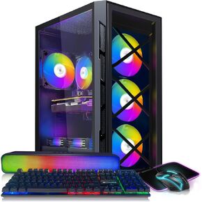 STGAubron Gaming Desktop PC, Intel i9-11900KF up to 5.3GHz, Radeon RX 6700XT 12G GDDR6, 16G DDR4, 1T SSD, 600M WiFi, BT 5.0, RGB Fan x 6, RGB Keyboard & Mouse & Mouse Pad, W11H64