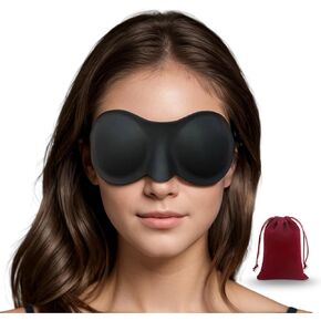Moisture Chamber Glasses for Dry Eyes - Vowleike Soft Silicone Sleep Goggles, Reusable Comfortable & Lightweight Sleep Mask, CPAP Compatible, Elastic and Stretchable Strap (Black)
