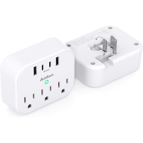 أساسيات سفينة الرحلات البحرية - واقي قطاع الطاقة غير المتصاعد المعتمد للرحلات البحرية، موسع منفذ السفر مع 3 منافذ 4 USB (2 USB-C)، محول قابس قابل للطي لرحلة السفر يجب أن يكون لديك in Kuwait