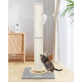 SC37 Extra Thick Scratching Posts for Indoor Large Cats Adults, 37inch Cactus Cat Scratching Post Cat Scratcher Cute Sisal Scratching Post with Modern Wooden Ball Tracking Interactive Toys