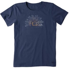 Life is Good Women's Standard Crusher Graphic T-Shirt Watercolor Daisy Birds, Cloud White, X-Large