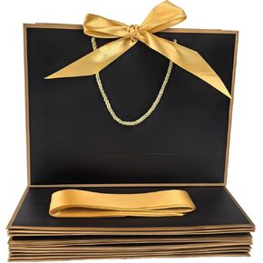 TKSBAG 12PCS Gift Bags with Handles, 12.5 x 9.8 x 4.3 Medium Size Gift Bags, White Thank You Bags with Bow Ribbon for Wedding, Birthday, Graduation, Father's Day, Holidays
