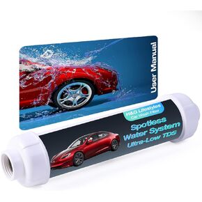 H&G Lifestyles Water Deionizer for Car Washing Ultra-Low TDS Spotless Water System in-line Deionized Water Spot Free Water Spot Filter DI-Water System for Car Detailing 50 Gallons Di Water