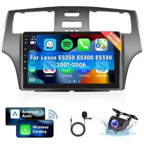 [8 CORE 2G+64G] Car Radio for Lexus ES250 ES300 ES330 2001-2006 with Wireless Carplay/Android Auto, 9 Inch Android 13 IPS Touch Screen Car Stereo, Bluetooth, GPS, WiFi, SWC, DSP + HD Backup Camera