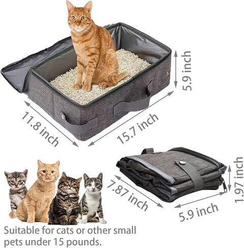 Portable Cat Travel Litter Box with Lid，Handle Standard Collapsible Litter Carrier for Cat Mobile Litter Box Lightweight Litter Box Traveling Cat Essentials for Cat & Kitten in Saudi Arabia