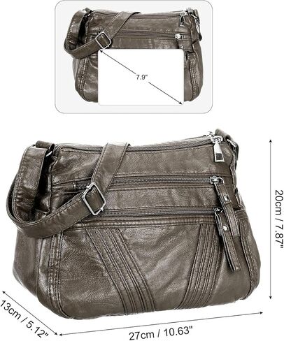 حقيبة كروس للنساء من uxcell، مصنوعة من جلد البولي يوريثان بجيوب متعددة مع أشرطة قابلة للتعديل وحقائب كتف نسائية ناعمة in Kuwait