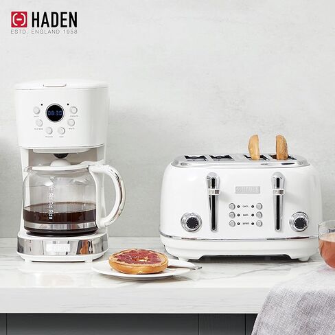 Haden Heritage 4 Slice Wide Slot Toaster with Heritage 12 Cup Programmable Home Coffee Maker for Kitchen, Home, and Small Appliances in Kuwait