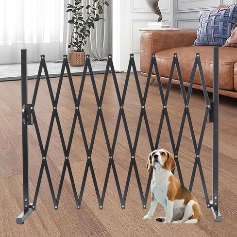 KENNISI Metal Expandable Dog Gate, 9Feet, Versatile Accordion Safety Barrier Gate, Portable Retractable Barricade Gate, Free Standing Adjustable Pet Fence Gate, Indoor and Outdoor in Kuwait