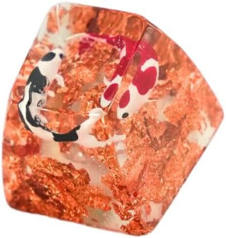 Koi Resin Keycap, Handmade Artisan Keycap for Cherry MX Standard Gaming Mechanical Keyboard, Copper Flakes Backlit, SA Profile 1U, ESC Key Unique Gift Ideas (Yin Yang - Koi A&B) in Saudi Arabia