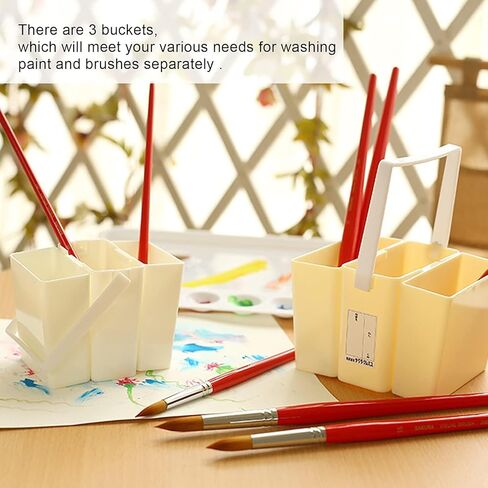 Paint Brush Washing Bucket, Portable Triple Detachable Watercolor Art Paint Pen Container, Multi-Functional Brush Cleaning Bucket with Handle in Kuwait
