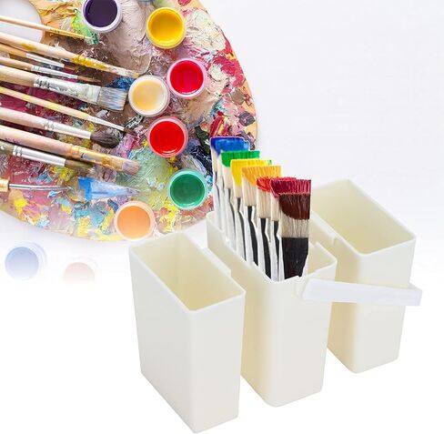 Paint Brush Washing Bucket, Portable Triple Detachable Watercolor Art Paint Pen Container, Multi-Functional Brush Cleaning Bucket with Handle in Kuwait