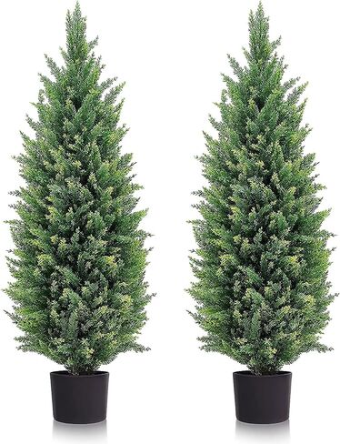 شجرة الصنوبر الاصطناعية الوردية، شجرة الحرير، شجرة Arborvitae، نباتات صناعية مثالية بوعاء، نباتات مصنفة للأشعة فوق البنفسجية للاستخدام الداخلي والخارجي، حديقة المنزل، المكتب، متجر الديكور in Saudi Arabia