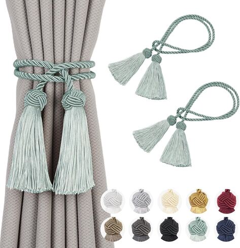 2 Pack Curtain Tiebacks Curtains Tie Back with Tassels- Curtain Holdbacks Tassel Decorative Rope for Towel Bedroom Bathroom Kitchen Home and Office Thin or Sheer Window Drapes Decor-Gold in Kuwait