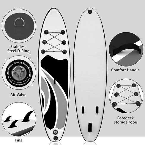 SUDOO Inflatable Stand Up Paddle Board. 10'x30 x6 Stand-Up Paddleboards. Ultra-Light SUP Board for Adult & Youth. Paddle Boards incl Paddle/Pump/Backpack/Leash/3 Fins/Non-Slip Deckpad/Repair Kit in Saudi Arabia