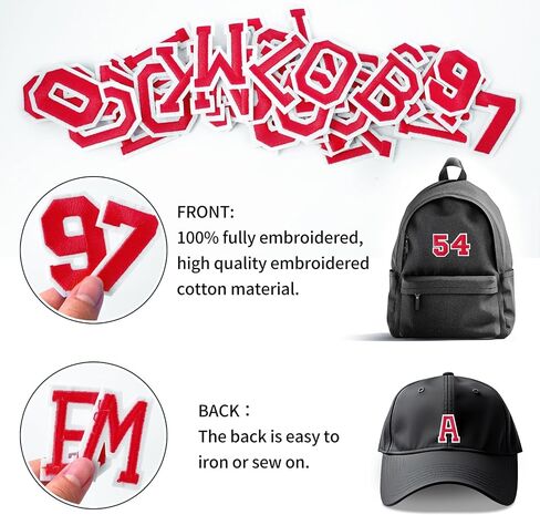62 Pieces Iron on Letters and Numbers Patches, Black Letter Iron on Patches A-Z Numbers Patches 0-9 Line with White Border, for Clothing, Shoes, Bags, Hats, DIY Crafts (Black) in Saudi Arabia