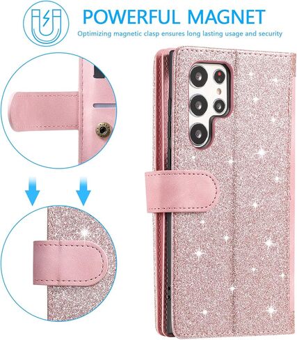 EYZUTAK حافظة هاتف بمحفظة لهاتف سامسونج جالاكسي S9، حافظة ريترو غير لامعة 9 فتحات للبطاقات، حافظة جيب بسحاب من جلد البولي يوريثان مع مسند للإغلاق المغناطيسي مع حزام معصم حافظة قابلة للطي مقاومة للصدمات - أزرق in Kuwait