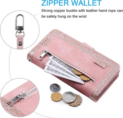 EYZUTAK حافظة هاتف بمحفظة لهاتف سامسونج جالاكسي S9، حافظة ريترو غير لامعة 9 فتحات للبطاقات، حافظة جيب بسحاب من جلد البولي يوريثان مع مسند للإغلاق المغناطيسي مع حزام معصم حافظة قابلة للطي مقاومة للصدمات - أزرق in Kuwait