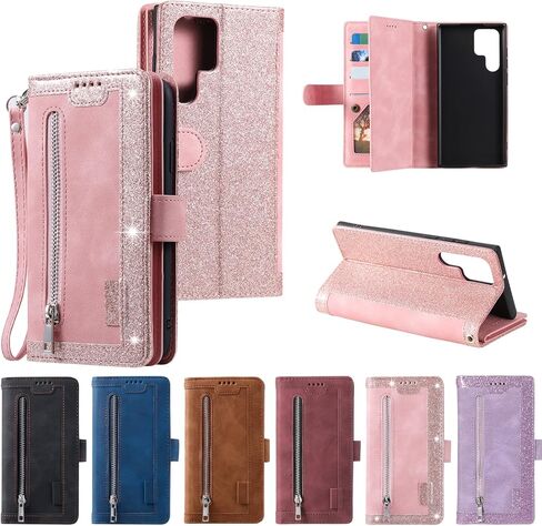 EYZUTAK حافظة هاتف بمحفظة لهاتف سامسونج جالاكسي S9، حافظة ريترو غير لامعة 9 فتحات للبطاقات، حافظة جيب بسحاب من جلد البولي يوريثان مع مسند للإغلاق المغناطيسي مع حزام معصم حافظة قابلة للطي مقاومة للصدمات - أزرق in Kuwait