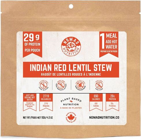 Nomad Nutrition – Indian Red Lentil Stew | High Energy, All Natural Ingredients | Plant-Based & Non-GMO| Just Add Boiling Hot Water | 112g / 4oz (Pack of 1) in Saudi Arabia