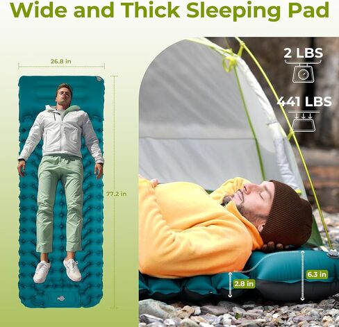 ATEPA Insulated Sleeping Pad 6 R-Value Ultralight Backpacking Sleeping Pad for Hiking Camping (1.3lbs) inflatable sleeping pad for adults, Compact Thick Camping Mattress pad in Saudi Arabia