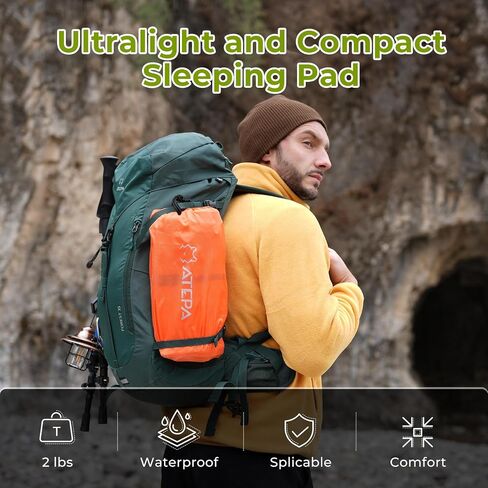 ATEPA Insulated Sleeping Pad 6 R-Value Ultralight Backpacking Sleeping Pad for Hiking Camping (1.3lbs) inflatable sleeping pad for adults, Compact Thick Camping Mattress pad in Saudi Arabia
