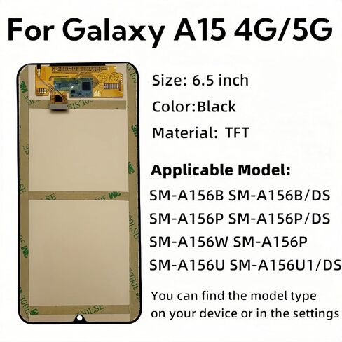 Galaxy A15 5G Screen Replacement for Samsung A15 LCD Touch Digitizer Screen with Frame Toolkits SM-A156U SM-A156P SM-A156W A156M 6.5"(No Fingerprint) in Kuwait