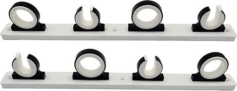 MARINE CITY Aluminum Black Powder Coating Fishing Rod Storage Hanger Rack - 3 Rod Reel with White Poly Board - Ideal for Boats, Vans, Cars, Marines in Saudi Arabia