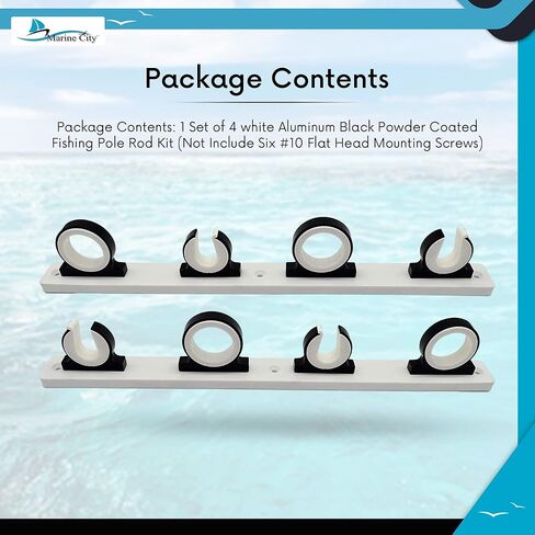 MARINE CITY Aluminum Black Powder Coating Fishing Rod Storage Hanger Rack - 3 Rod Reel with White Poly Board - Ideal for Boats, Vans, Cars, Marines in Saudi Arabia