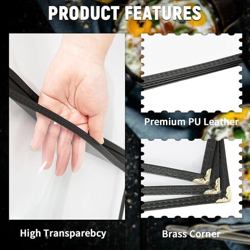 6 عبوات من أغطية قائمة حامل القائمة مقاس 8.5 × 11 بوصة، أغطية قائمة مطاعم سوداء، أغطية قائمة شفافة لقائمة المطاعم والمقهى وقوائم البار (6 عبوات (صفحة واحدة، عرضان)) in Kuwait