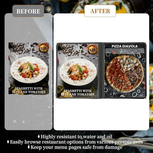 6 عبوات من أغطية قائمة حامل القائمة مقاس 8.5 × 11 بوصة، أغطية قائمة مطاعم سوداء، أغطية قائمة شفافة لقائمة المطاعم والمقهى وقوائم البار (6 عبوات (صفحة واحدة، عرضان)) in Kuwait