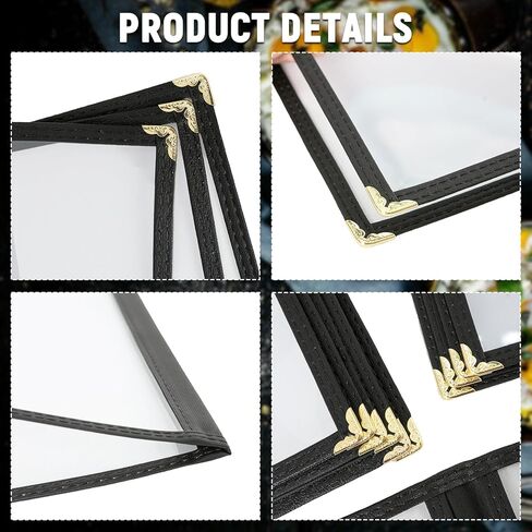 6 عبوات من أغطية قائمة حامل القائمة مقاس 8.5 × 11 بوصة، أغطية قائمة مطاعم سوداء، أغطية قائمة شفافة لقائمة المطاعم والمقهى وقوائم البار (6 عبوات (صفحة واحدة، عرضان)) in Kuwait