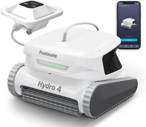 2024 Upgraded Poolmate Hydro 4 Corded Robotic Pool Cleaner, Suitable for Above/In-Ground, Wall and Waterline Cleaning,Dual-Zone Basket Filter, Support App Control,5070 GPH Power Suction in Saudi Arabia