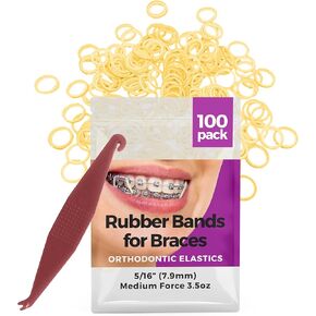 100 Pcs Natural Orthodontic Elastic Dental Rubber Bands for Braces, Dreadlocks Hair Braids Include Braces Rubber Band Tool 5/16 Inch