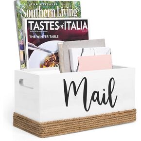 Ilyapa Mail Holder for Countertop - Barnwood Mail Storage Basket for Entryway Table Decor - Basket for Mail