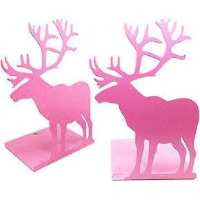 Winterworm Fashion Creative Cartoon Cute Iron Elk Moose Pattern Nonskid Metal Office Desk Bookends (Black) in Saudi Arabia