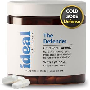 Cold Sore Supplement with Immune Support for Lips | L-Lysine 1000mg Capsules, Chaga, Bee Propolis, Vitamin C, Zinc & Licorice Root Extract | Non-GMO, Vegetarian, 60 Capsules for Men and Women