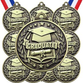 Misdary 12 Pack Medals with Neck Ribbons Team Participation Trophies for Kids Sports Awards Party Favors for Sports Competitions Celebration Gift