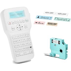 Label Makers, LM1600 Portable Label Maker Machine, Bluetooth Rechargeable Label Printer, QWERTY Keyboard Labeler with Backlit LCD Screen for Home & Office Organization Gray