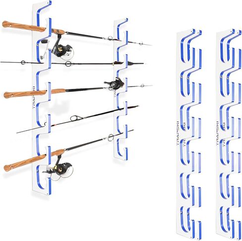 Made in USA Fishing Rod/Pole Holder Rack Organizers | Wall or Ceiling Mounted Fishing Rod Rack | Durable Marine Grade HDPE Plastic | Fishing Pole Holder Holds up to 6 or 12 + Stackable in Saudi Arabia