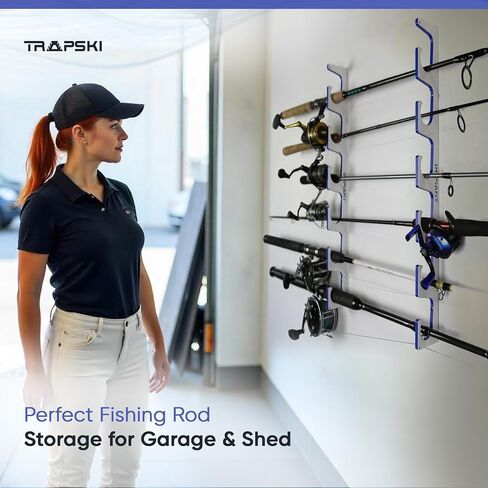 Made in USA Fishing Rod/Pole Holder Rack Organizers | Wall or Ceiling Mounted Fishing Rod Rack | Durable Marine Grade HDPE Plastic | Fishing Pole Holder Holds up to 6 or 12 + Stackable in Saudi Arabia
