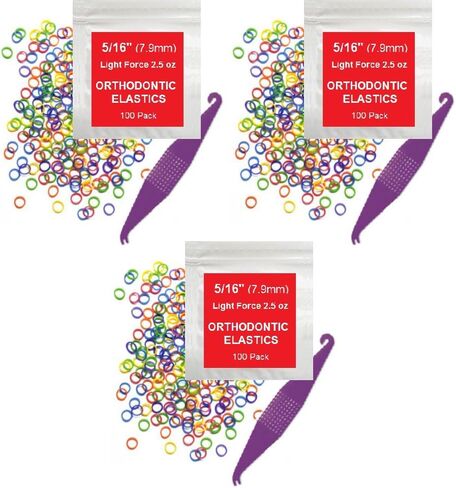 100 Pcs Natural Orthodontic Elastic Dental Rubber Bands for Braces, Dreadlocks Hair Braids Include Braces Rubber Band Tool 5/16 Inch in Saudi Arabia