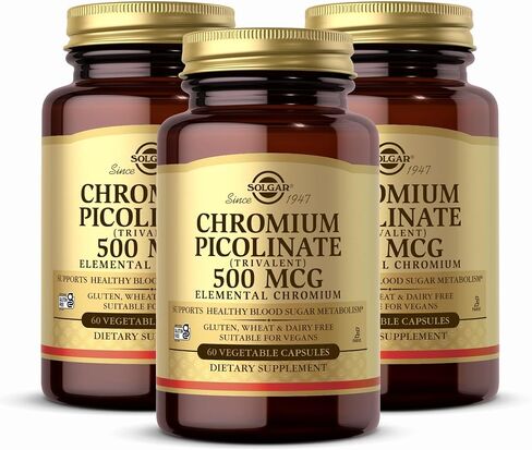 Solgar Chromium Picolinate 500 ميكروغرام - 60 كبسولة نباتية - يدعم استقلاب السكر والدهون والبروتين - غير معدّل وراثيًا، خالي من الغلوتين، كوشير - 30 وجبة in Saudi Arabia