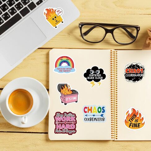 YAZMEEN 80 Pcs Funny Coffee Stickers 2" Coffee Themed Stickers Decals for Water Bottle Laptop Phone Coffee Party Favors Funny Coffee Accessories for Office Worker Nurse Doctor Teacher Medical Staff in Saudi Arabia